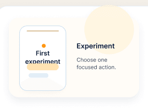 INLUME experiment suggestion screen with one recommended small action and a schedule button.